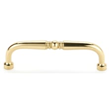 Traditional 4" Center to Center Single Knuckle Solid Brass Cabinet Handle / Drawer Pull