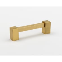 Contemporary II 3-1/2" Center to Center Squared Block Solid Brass Cabinet Handle / Drawer Pull