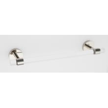 Contemporary Acrylic 24" Wide Clear Bathroom Towel Bar with Brass Mounts