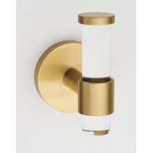 Contemporary Acrylic 2"W Single Bathroom Robe / Towel Wall Hook with Solid Brass Mount