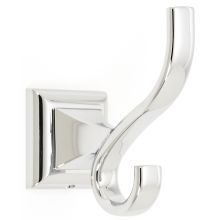 Manhattan 2" W Traditional Double Prong Scroll Solid Brass Single Wall Mount Bath Robe Towel Hook