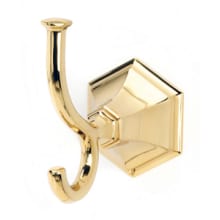 Nicole 2-3/8" W Scroll Style Double Prong Single Wall Mount Solid Brass Bath Robe Towel Hook with Backplate