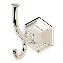 Nicole 2-3/8" W Scroll Style Double Prong Single Wall Mount Solid Brass Bath Robe Towel Hook with Backplate