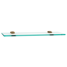 Geometric 24" Wide Rectangular Glass Bathroom Shelf with Brass Mounting Brackets