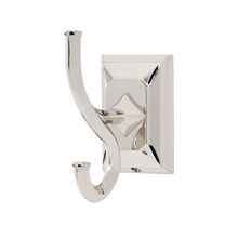 Geometric 2" W Double Prong Single Wall Mount Solid Brass Bath Robe Towel Hook with Rectangular Backplate