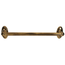Classic Traditional 18" Wide Single Rod Solid Brass 1" Thick Bathroom Towel Bar