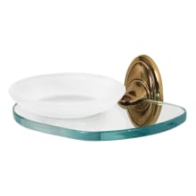 Classic Traditional Wall Mounted Frosted Glass Soap Dish with Brass Bracket and Glass Shelf