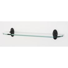 Classic Traditional 24 Inch Wide Glass Shelf with Brass Mounting Brackets