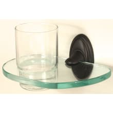 Classic Traditional Wall Mounted Frosted Glass Tumbler with Brass Mounting Bracket and Glass Shelf