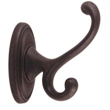 Classic 1-3/4"W Traditional Scroll Double Prong Single Wall Mount Solid Brass Bath Robe Towel Hook