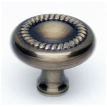 Rope 1-1/2" Round Traditional Solid Brass Mushroom Cabinet Knob / Drawer Knob