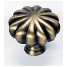 Classic 1-1/2" Round Fluted Flower Traditional Mushroom Solid Brass Cabinet Knob / Drawer Knob