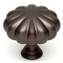 Classic 1-1/2" Round Fluted Flower Traditional Mushroom Solid Brass Cabinet Knob / Drawer Knob