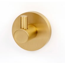 Contemporary I - Modern 2"W Button Style Single Wall Mount Solid Brass Bathroom Robe or Towel Hook