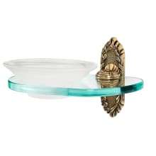 Ribbon & Reed 4-1/2" W Floating Frosted Glass Bathroom Soap Dish with Solid Brass Bracket and Shelf