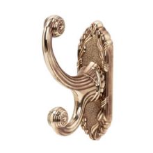 Ribbon & Reed 1-1/4"W Traditional Victorian Double Prong Single Wall Mount Solid Brass Bath Robe Towel Hook