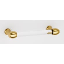 Royale 3-1/2" Center to Center Acrylic Bar Cabinet Handle / Drawer Pull with Solid Brass Mounts
