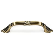 Ribbon & Reed 3-1/2" Center to Center Classic Angled Ridged Solid Brass Cabinet Pull / Drawer Handle