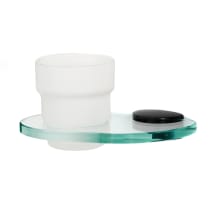 Euro Series Wall Mounted Frosted Glass Tumbler with Brass Mounting Bracket and Glass Shelf