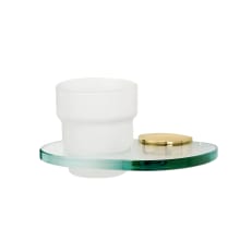 Euro Series Wall Mounted Frosted Glass Tumbler with Brass Mounting Bracket and Glass Shelf