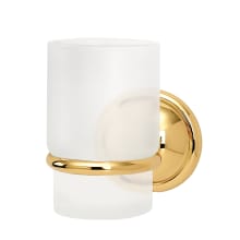 Yale Series Wall Mounted Frosted Glass Tumbler with Brass Mounting Bracket
