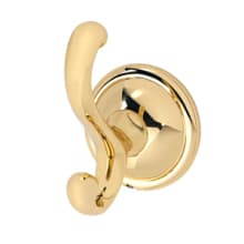 Yale 2-5/8" W Traditional Double Prong Wall Mount Solid Brass Bath Robe Towel Hook