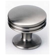 Knobs 1" Ringed Flat Round Solid Brass Mushroom Cabinet Knob / Drawer Knob