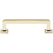 Millennium 3-1/2" Center to Center Solid Brass Soft Square Cabinet Handle / Drawer Pull