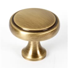 Royale 1-1/4 Inch Solid Brass Stepped Round Mushroom Cabinet Knob / Drawer Knob