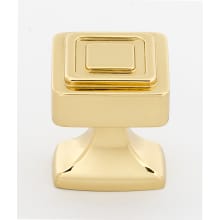 Cube 1-1/4" Embossed Square Transitional Luxury Solid Brass Cabinet Knob / Drawer Knob