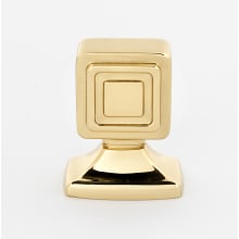 Cube 1" Modern Glam Offset Square Rectangular Solid Brass Cabinet Knob / Drawer Knob