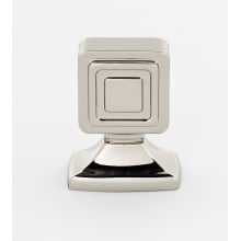 Cube 1" Modern Glam Offset Square Rectangular Solid Brass Cabinet Knob / Drawer Knob