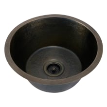 Hammertone 16" Round Drop In Hammered Metal Hand Crafted Bath or Bar Sink Basin from Bates and Bates