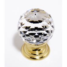 Faceted 1-1/4" Round Crystal Ball Luxury Cabinet Knob With Solid Brass Base