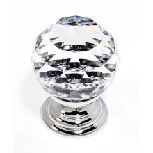 Faceted 1-1/4" Round Crystal Ball Luxury Cabinet Knob With Solid Brass Base