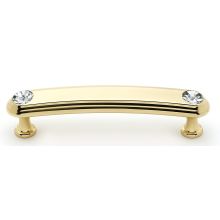 Crystal 3-1/2" Center to Center Decorative Solid Brass Flat Bar Cabinet Handle / Drawer Pull with Swarovski Crystals
