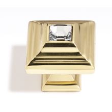 Solid Brass 1.25" Stacked Square Luxury Designer Cabinet Knob with Swarovski Crystal