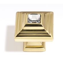 Solid Brass 1.25" Stacked Square Luxury Designer Cabinet Knob with Swarovski Crystal