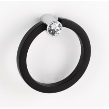 2-1/2 Inch Wide Round Cabinet Pull Ring with Round Crystal Mount