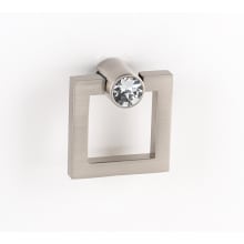 1-1/2 Inch Wide Square Cabinet Pull Ring with Round Crystal Mount
