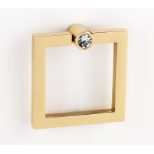 3 Inch Wide Square Ring Cabinet Pull with Round Crystal Mount