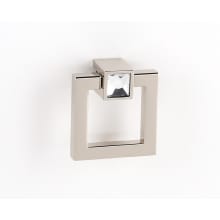 1-1/2 Inch Square Ring Cabinet Pull with Square Crystal Mount