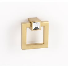1-1/2 Inch Square Ring Cabinet Pull with Square Crystal Mount