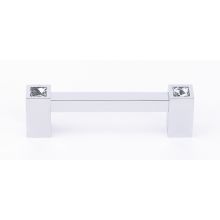 Contemporary Crystal 3-1/2" Center to Center Square Cabinet Handle / Drawer Pull with Swarovski Crystal Accents