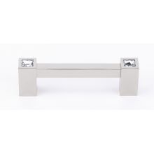 Contemporary Crystal 3-1/2" Center to Center Square Cabinet Handle / Drawer Pull with Swarovski Crystal Accents