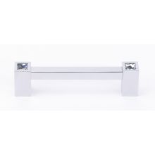 Contemporary Crystal 4" Center to Center Square Solid Brass Cabinet Handle / Drawer Pull with Swarovski Crystal Accents