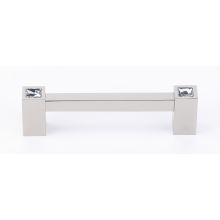 Contemporary Crystal 4" Center to Center Square Solid Brass Cabinet Handle / Drawer Pull with Swarovski Crystal Accents