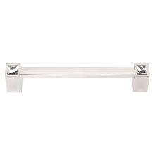 Contemporary Solid Brass 6" Center to Center Square Cabinet Handle / Drawer Pull with Swarovski Crystal Accents