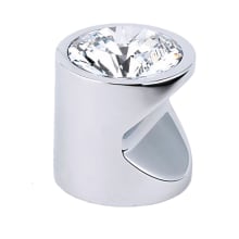 Contemporary Crystal 1" Cylindrical Solid Brass Whistle Button Cabinet Knob with Swarovski Crystal