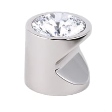Contemporary Crystal 1" Cylindrical Solid Brass Whistle Cabinet Knob with Swarovski Crystal